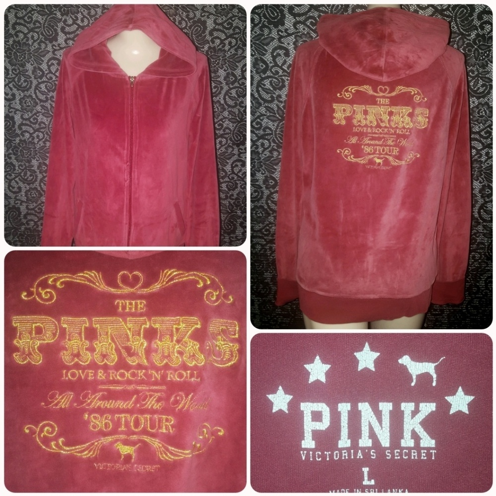 🔮 LOVE PINK VS EMBROIDERED VELOUR HOODIE JACKET